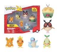 Pokémon - Pack 6 figurines de combat - Pawmi, Squirtle #2, Torchic, Turtwig, Hoothoot, Appltun - W9