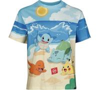 Pokémon Beach Day Femme T-Shirt Manches Courtes Multicolore M 100% Coton Regular/Coupe Standard