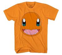 Pokemon Big Face Charmander Pikachu Squirtle Bulbasaur Psyduck Ronflex T-Shirt pour Adulte, Orange, Taille XL