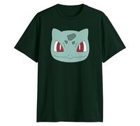 Pokemon Big Face Charmander Pikachu Squirtle Bulbasaur Psyduck Ronflex T-Shirt pour Adulte, Vert forêt, Taille 3XL