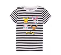 Pokemon Blanc Striped T-shirt à manches courtes Fille