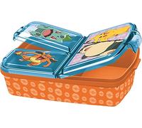 Pokemon Boîte à déjeuner 3 compartiments en plastique avec fermoirs à clips, boîte à déjeuner pour maternelle, école et loisirs