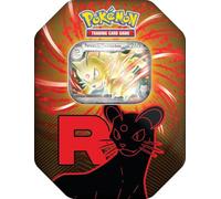 Pokémon - Boîte en Métal Team Rocket 2025 | 1 Carte Promo Brillante (Mewtwo ex/Nidoking ex/Persian ex) + 4 Boosters | Coffret Officiel JCC Modèle Aléatoire