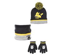 Pokémon, Bonnet, Tour de Cou et Gants, Garçon (Gris Foncé, 54 cm)