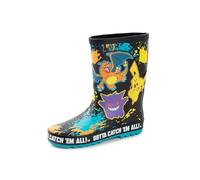 Pokémon Bottes Wellington Garçons | Bottes en caoutchouc pour enfants avec impression de personnages Pikachu, Gengar et Charizard en noir