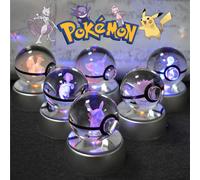 Pokemon boule de cristal 3D Pikachu Gengar Mewtwo veilleuse lampe Pokeball 3D verre Pokemon boule de cristal Statue enfants cadeau d'anniversaire