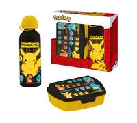 Pokemon Bouteille à croque-monsieur et couvert, design Pikachu Bulbasaur Charmander et Squirtle Bouteille d'eau de voyage en aluminium Capacité 500 ml