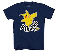 Pokemon Boys Pikachu Game Shirt - Gotta Catch Em All - Ash Pikachu Charizard Pokeball Official T-Shirt (Navy Pikachu, Large)