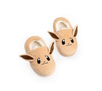 Pokémon Chaussons Filles | Slip-Ons Enfant avec Visage Eevee et Oreilles 3D | Chaussons Maison Fourrure Marron | Vêtements Chambre Intérieure Série TV