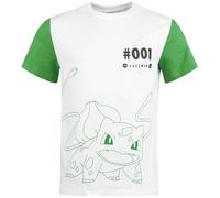 Pokémon Bulbizarre Homme T-Shirt Manches Courtes Blanc/Vert M 100% Coton Regular/Coupe Standard