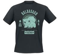 Pokémon Bulbizarre Homme T-Shirt Manches Courtes Noir XL 100% Coton Regular/Coupe Standard