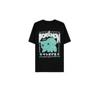 Pokémon Bulbizarre - T-Shirt Homme T-Shirt Manches Courtes Noir L 100% Coton Regular/Coupe Standard