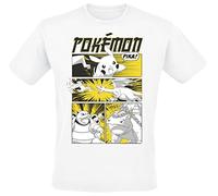 Pokémon Cartoon Homme T-Shirt Manches Courtes Blanc XXL 100% Coton Regular/Coupe Standard