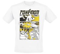 Pokémon Cartoon Homme T-Shirt Manches Courtes Blanc XXL 100% Coton Regular/Coupe Standard