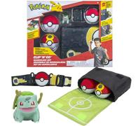 Pokémon Ceinture Bandolier Clip N Go Set Bulbizarre & Pokeball - Contient 1 Figurine de 5 cm, 1 Ceinture, 2 Boule 1 Sac - Licence Officielle 2022