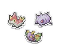 Pokémon Center Lot de 3 épingles Pokémon Pixel Wurmple, Cascoon et Dustox, 0, Alliage de zinc/émail dur, Pas de gemme