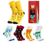 Pokémon Chaussette Enfant - Lot de 5 Paires de Chaussettes Fantaisie Enfant Garcon Fille Coton Confortables Douces (Multi, 36-39)