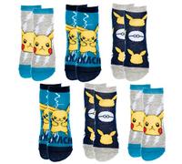 Pokémon Chaussettes Garçon, Lot de 6 Chaussettes Courtes Invisibles Coton Garçon et Adolescentes, Tailles EU 23 à 34 (FR/ES, Numérique, 31, 34, Taille normale, Multicolore)