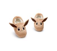 Pokémon Chaussons Filles | Slip-On Enfant avec Visage Eevee et Oreilles 3D | Chaussons Maison Fourrure Marron | Vêtements Chambre Intérieure Série TV
