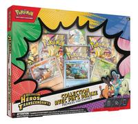 Pokémon : Collection avec pin’s Deluxe Premiers Partenaires Méga-Évolution - Héros Transcendants (3 Cartes Promo Brillantes, 1 pin’s Deluxe et 5 boosters)