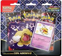 Pokémon Collection avec Autocollant (Greavard) de l'expansion Scarlatto et Violetto - Destin de Paldea Del GCC (Carte holographique et Trois enveloppes d'expansion), édition en Italien