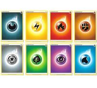 Pokemon Collection de 50 cartes énergétiques de base, différentes cartes énergétiques + 50 pochettes souples Arkero-G® standard (pochettes pour cartes)