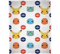 Pokemon - Couverture, polaire, écusson AG2195 (100 cm x 75 cm) (Blanc/coloré)