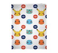 Pokémon Couverture Polaire Officielle | Pikachu Badges Design Plaid Super Doux et Chaud | Character World Brands | Parfait pour Toute Chambre d'enfant, Camping et soirées Pyjama | Taille 100 x 150 cm