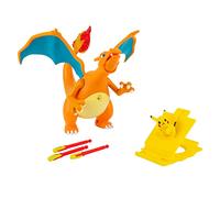 Jazwares Figurine Pokémon interactive Deluxe Dracaufeu Fly avec Pikachu et lanceur 15 cm