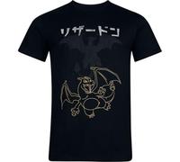 Pokémon Dracaufeu Homme T-Shirt Manches Courtes Noir L 100% Coton Regular/Coupe Standard