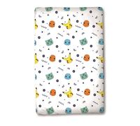 Pokemon Drap Housse Simple 90cm x 200cm 100% Coton Blanc Neuf