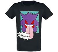 Pokémon Ectoplasma Homme T-Shirt Manches Courtes Noir S 100% Coton Regular/Coupe Standard