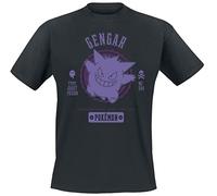 Pokémon Ectoplasma Homme T-Shirt Manches Courtes Noir S 100% Coton Regular/Coupe Standard