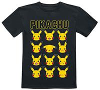 Pikachu Pokemon enfants Faces T-shirt noir: 7-8 ans
