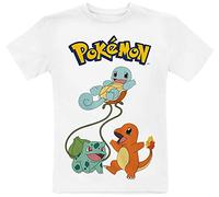 Pokémon Enfants - Trio Original Unisexe T-Shirt Blanc 140 100% Coton