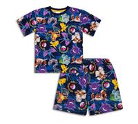 Pokémon Ensemble de pyjama court pour garçon - Pyjama court bleu avec imprimé intégral - Vêtement de nuit doux et respirant pour enfants de 5 à 12 ans - Produit officiel, bleu, 10-11 ans