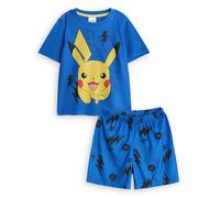 Pokémon Ensemble Pyjama 2 Pieces Pikachu pour Garcons | Bas a Jambe Courte et Haut de Nuit a Manches Courtes imprimes pour Enfants in Bleu