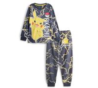 Pokémon Ensemble pyjama Pikachu pour garçons | Haut à manches longues et bas de pyjama à manches longues avec personnage Pikachu pour enfants en Noir | Vêtements de nuit imprimés Pokeball et Lightning