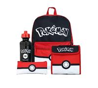 Pokemon Ensemble Sac d'école 4 pièces | Set de Sac à Dos et Sac à Lunch avec étui à Crayon et Bouteille d'eau | Sac à Dos pour Enfants | Produit Officiel