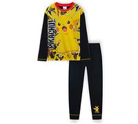 Pokemon Pyjama Enfant Garçon - Ensemble de Pyjama Long Garçon (Noir/Jaune, 9-10 Ans)