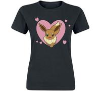 Pokémon Évoli Femme T-Shirt Manches Courtes Noir 100% Coton Regular/Coupe Standard