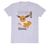 Pokémon Évoli Unisexe T-Shirt Manches Courtes Gris L 100% Coton Regular/Coupe Standard