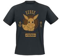 Pokémon Évoli Unisexe T-Shirt Manches Courtes Noir M 100% Coton Regular/Coupe Standard