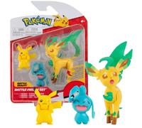 Pokémon Figurine Jouet 3-Pack - Pikachu, Wynaut & Leafeon - Figurines Pack 5-8 cm - Nouvelle Vague 2022 - sous Licence Officielle Jouet