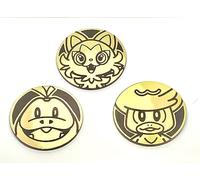 Pokemon Fuecoco Quaxly Sprigatito Lot de pièces de monnaie Doré Grand 5,1 cm Violet écarlate