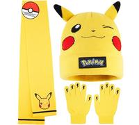 Pokémon Gants Hiver Echarpe et Bonnet Enfant Garcon 8-10 ans, Lot de 3 Douce Tricot, Gaming Merchandise, Idee Cadeau Cosy
