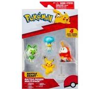 Pokémon Pack de 4 Figurines de Combat Paldea Contient Les Figurines de Combat de 5 cm : Pikachu, Chochodile, Poussacha et Coiffeton