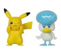 Pokémon Pack de 2 Figurines de Combat Premier Partenaire - Figurines de Combat Coiffeton et Pikachu de 5 cm avec détails Authentiques