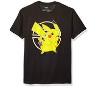 Pokemon Pokeball Pikachu Active Doré T-Shirt, Noir, L Mixte
