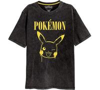 Pokémon Graffiti Pikachu Homme T-Shirt Manches Courtes Noir S 100% Coton Regular/Coupe Standard